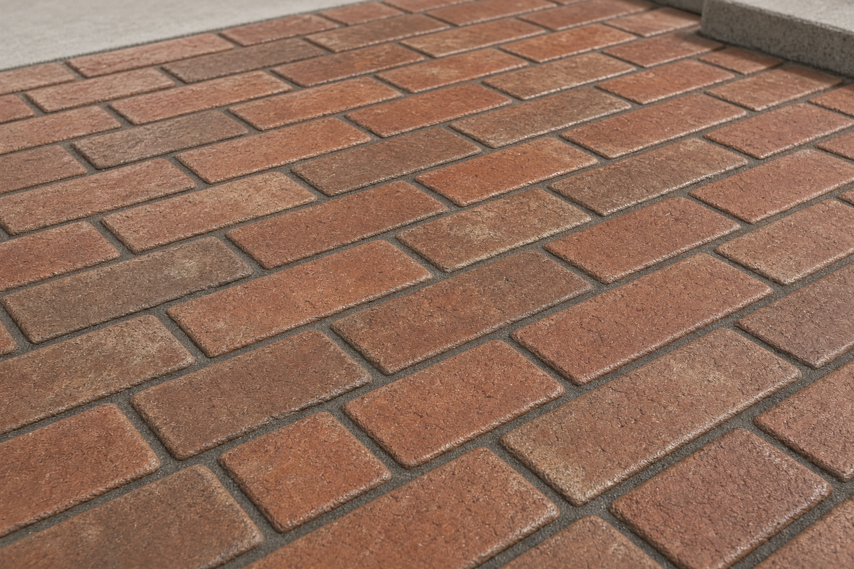 Brick-pattern stamped concrete patio